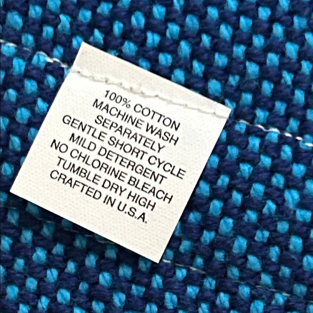 NWOT Brahms Mount Monhegan Cotton Throw in Two Toned Blue Striped Pattern